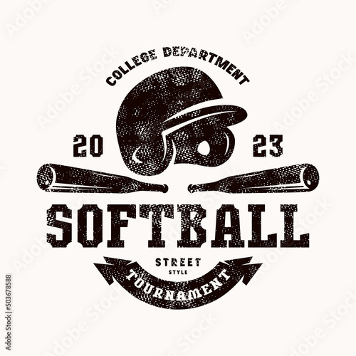 Emblem of softball tournament in college style