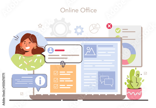 Online office online service or platform. Modern virtual office