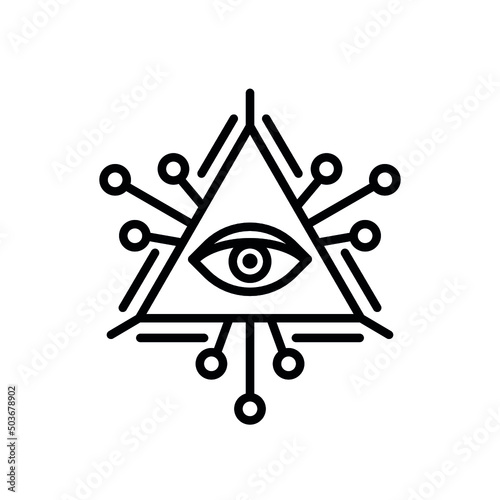 Eye of Providence or All seeing eye line icon symbol. Religion, spirituality and occultism sign. Editable stroke. Vector illustration