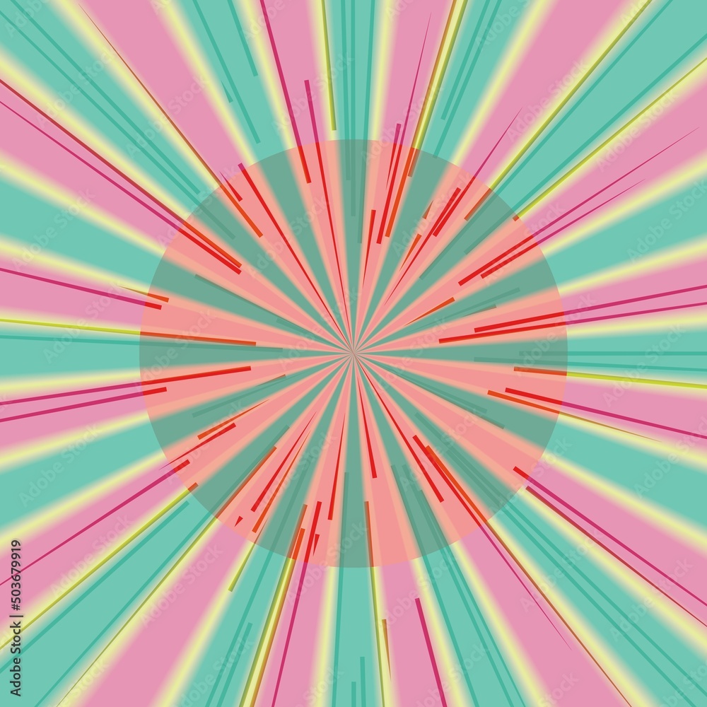 An illustration with rays coming out of the center. Unique radial pattern. Background with stripes, lines, diagonals. For scrapbooking, printing, websites and bloggers