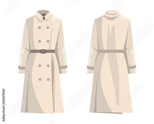 Trench coat. Warm winter collection of modern female casual outfit