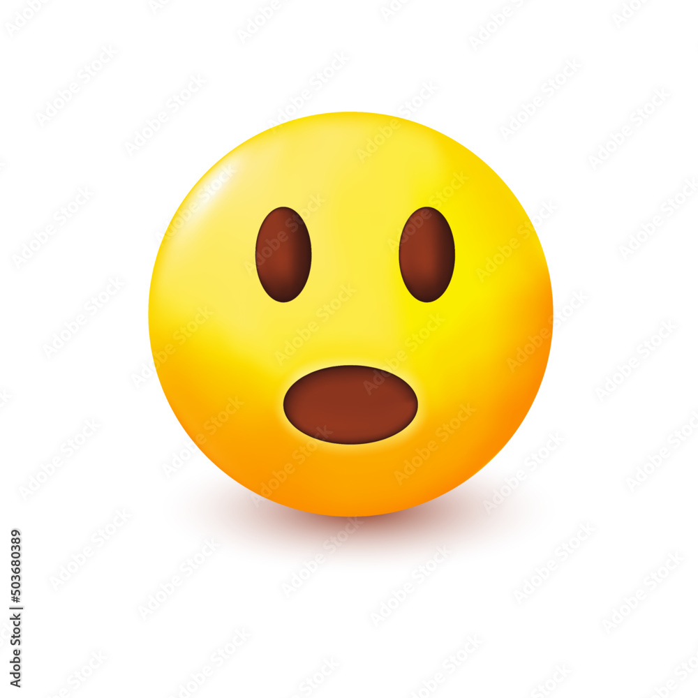 Emoji shocked face vector. Skeptical emoji with eyes. Yellow face thinking emoji on white background.Popular chat elements.Wondering emoticon.Shocked face. Realistic 3d design. Emoji shocked face vector. Skeptical emoji with eyes. Yellow face thinking emoji on white background.Popular chat elements.Wondering emoticon.Shocked face. Realistic 3d design.