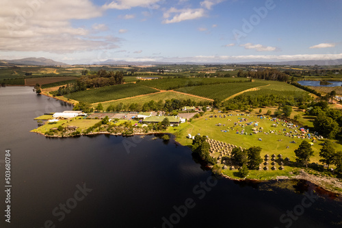 Festival ground with campers on it from above.