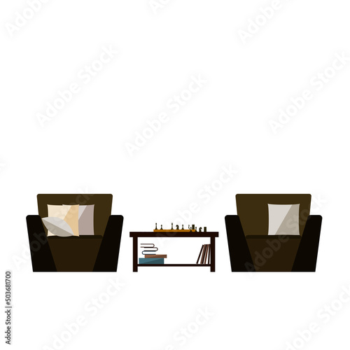 Room Interior Furniture Simple Flat Card Template