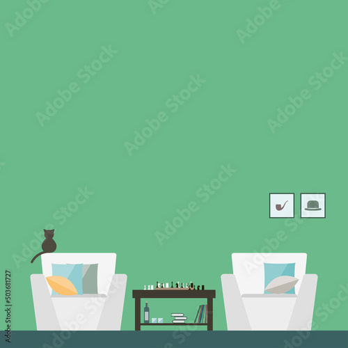 Room Interior Furniture Simple Flat Card Template
