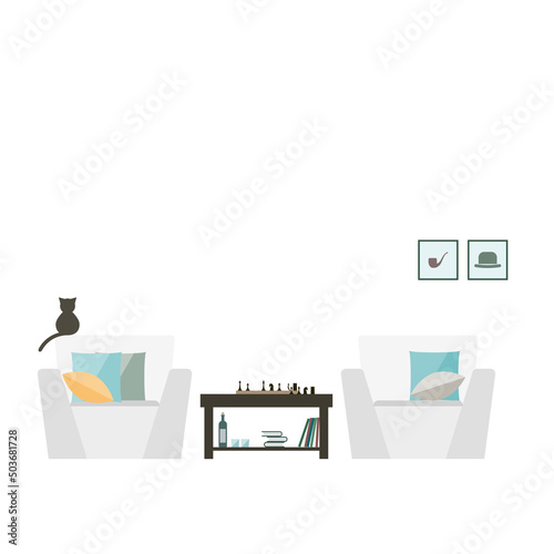 Room Interior Furniture Simple Flat Card Template