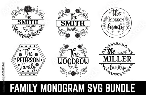 Family Monogram SVG Bundle Cut File