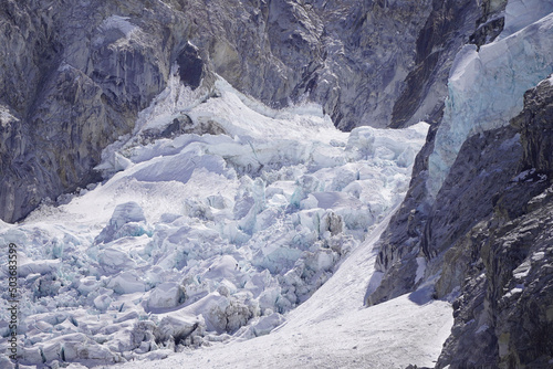 Photography Khumbu Icefall on the Nepali slopes of Mount Everest