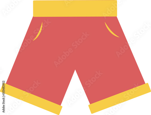 Summer Clothes. Beach shorts. Vector thing for vacation and life. Casual style. Red simple illustration.