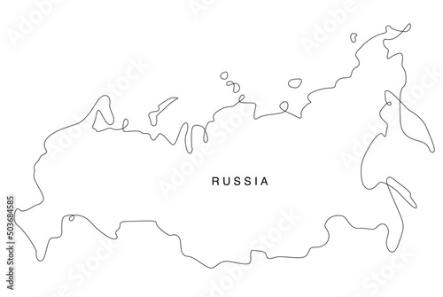 Line art Russia map. continuous line europe map. vector illustration. single outline.