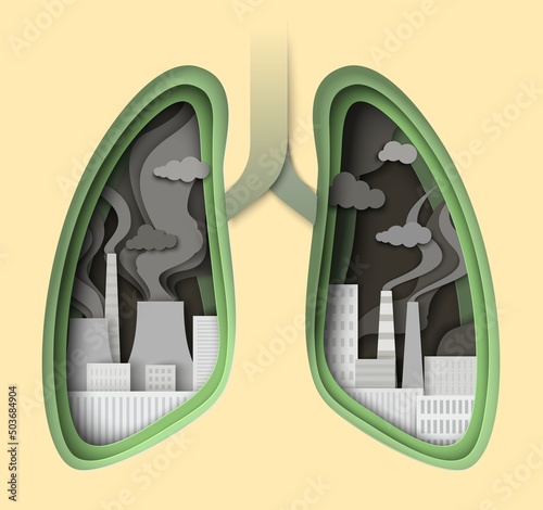Paper lungs vector design air pollution concept