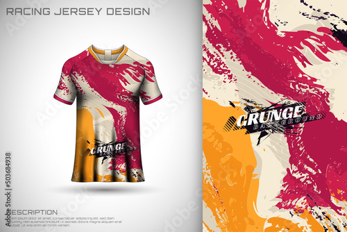 Grunge sports jersey design template for soccer game cycling racing jersey