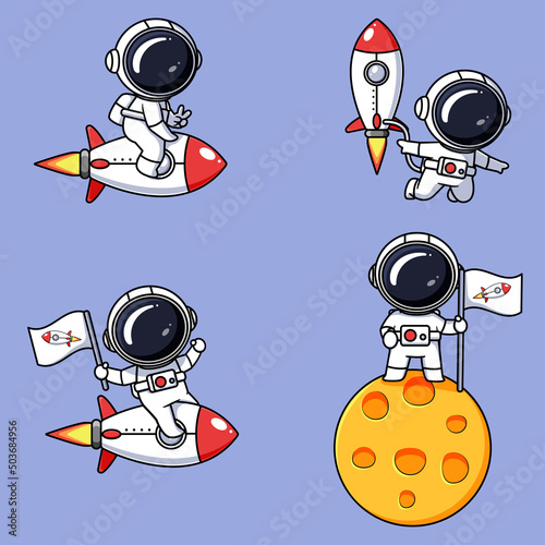 Set of cute astronaut designs