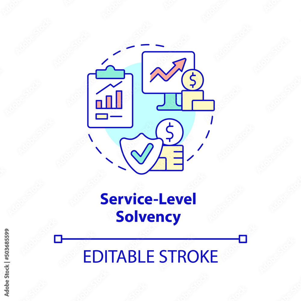 Service level solvency concept icon. Cover service obligations. Budget