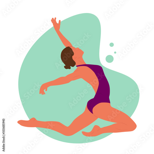 Gymnast. Dancing girl. Vector illustration. Poster, flyer, banner, postcard.