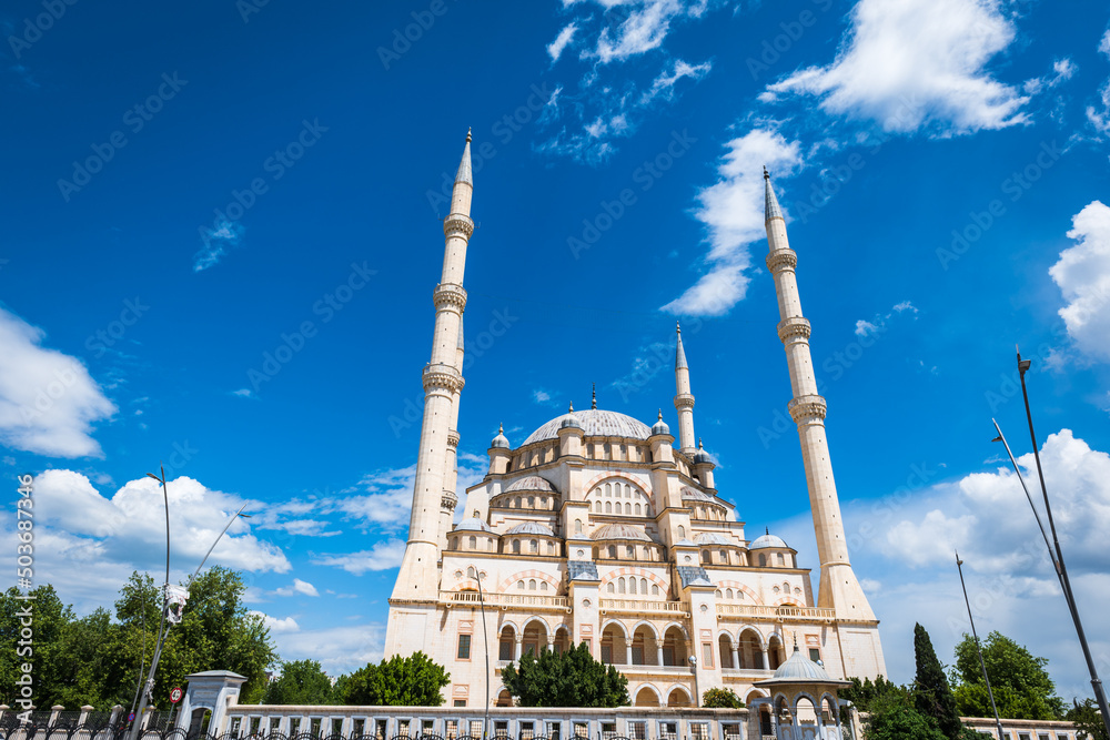 Sabancı Merkez Camii (English: Sabancı Central Mosque) in Adana, Turkey.  The mosque is the second largest mosque in Turkey and the landmark in the city of Adana