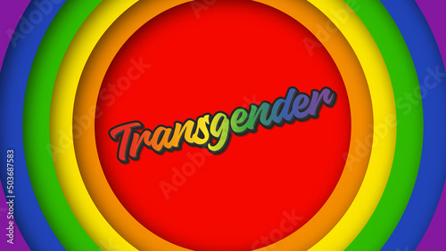 Text lettering Transgender in the colors of the rainbow. Rainbow background in LGBT style. Equality. Vector illustration
