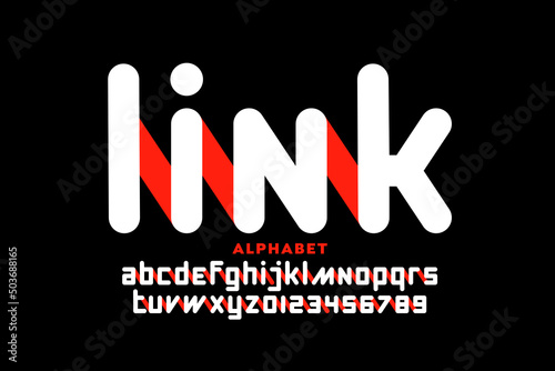 Linked letters font design, alphabet and numbers vector illustration