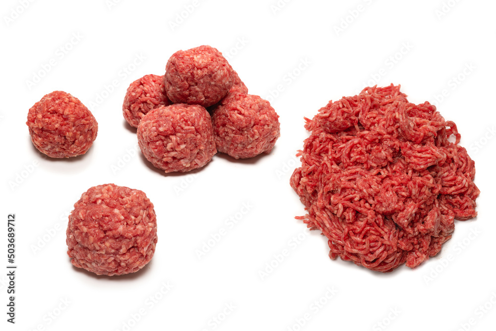 Raw meat balls isolated on white background. Raw meat balls isolated on white background.