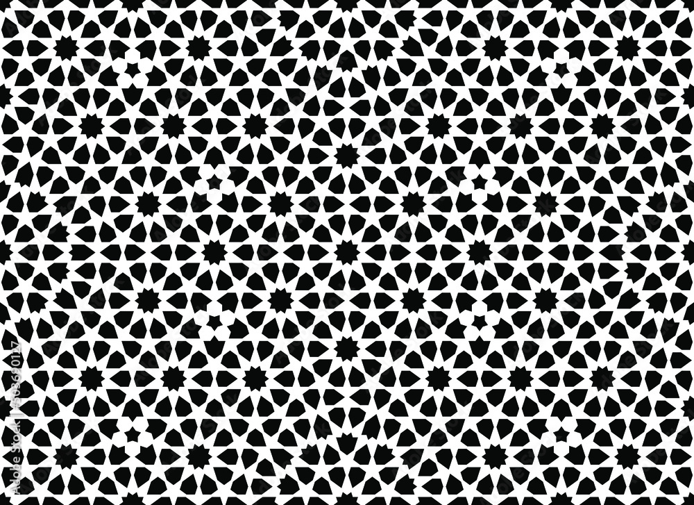 Seamless geometric ornament based on traditional islamic art. Black and white. Seamless geometric ornament based on traditional islamic art. Black and white.