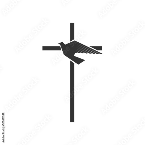 The cross of Jesus Christ and the dove - a symbol of the Spirit