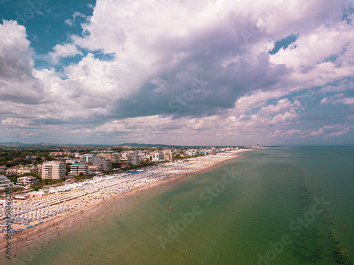 Aerial view of the Romagna coast with the beaches of Riccione, Rimini and Cattolica photo