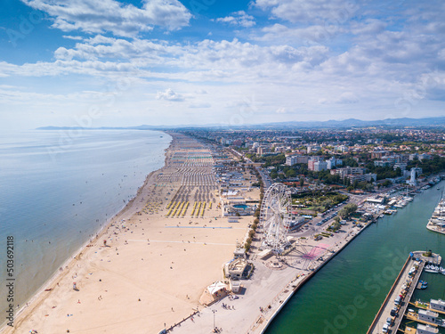 Aerial view of the Romagna Riviera starting from the Rimini ferris wheel photo