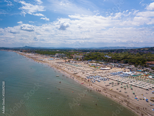 Aerial view of the Romagna coast with the beaches of Riccione, Rimini and Cattolica photo