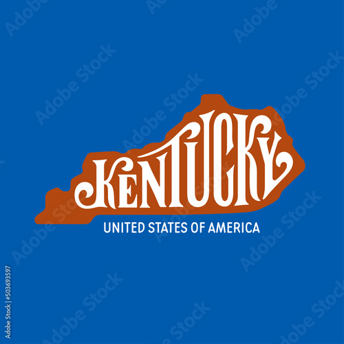 Kentucky state hand drawn lettering. American state modern typography. T-shirt print, sticker, stamp, seal, poster. Vector illustration.