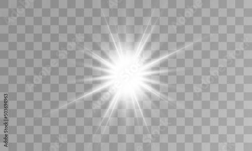 White Light Effect Transparent Background Vector Illustration Decoration Bright Star © Anna