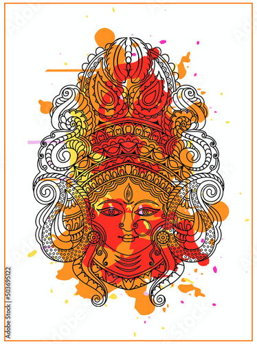 Goddess Durga also known as Shakti or Devi of Hinduism with mandala ornaments