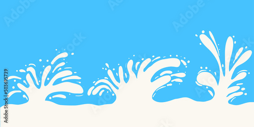 Fototapeta Naklejka Na Ścianę i Meble -  Fresh milk crown splash icon. White dairy product flowing. Flat vector illustration for banner, package, website advertising