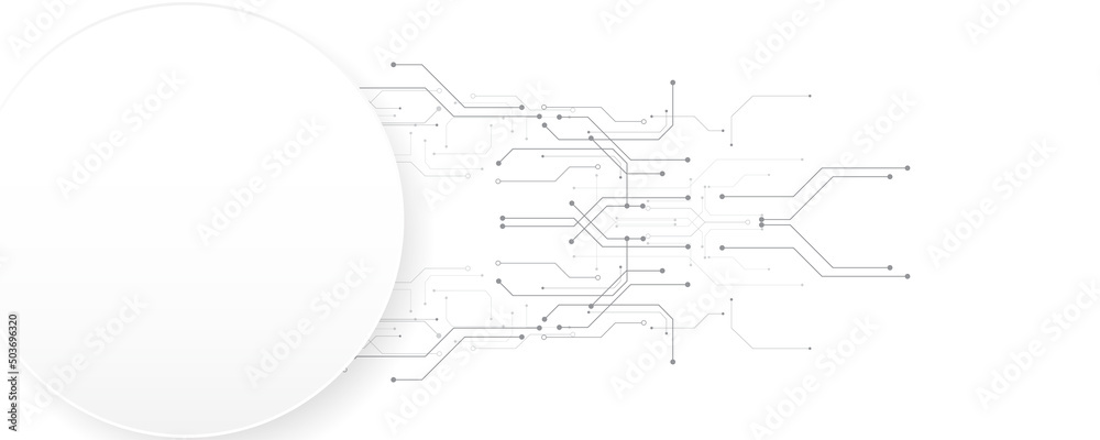 Obraz premium Technology background, creative hi-tech geometric pattern, gray and white overall composition