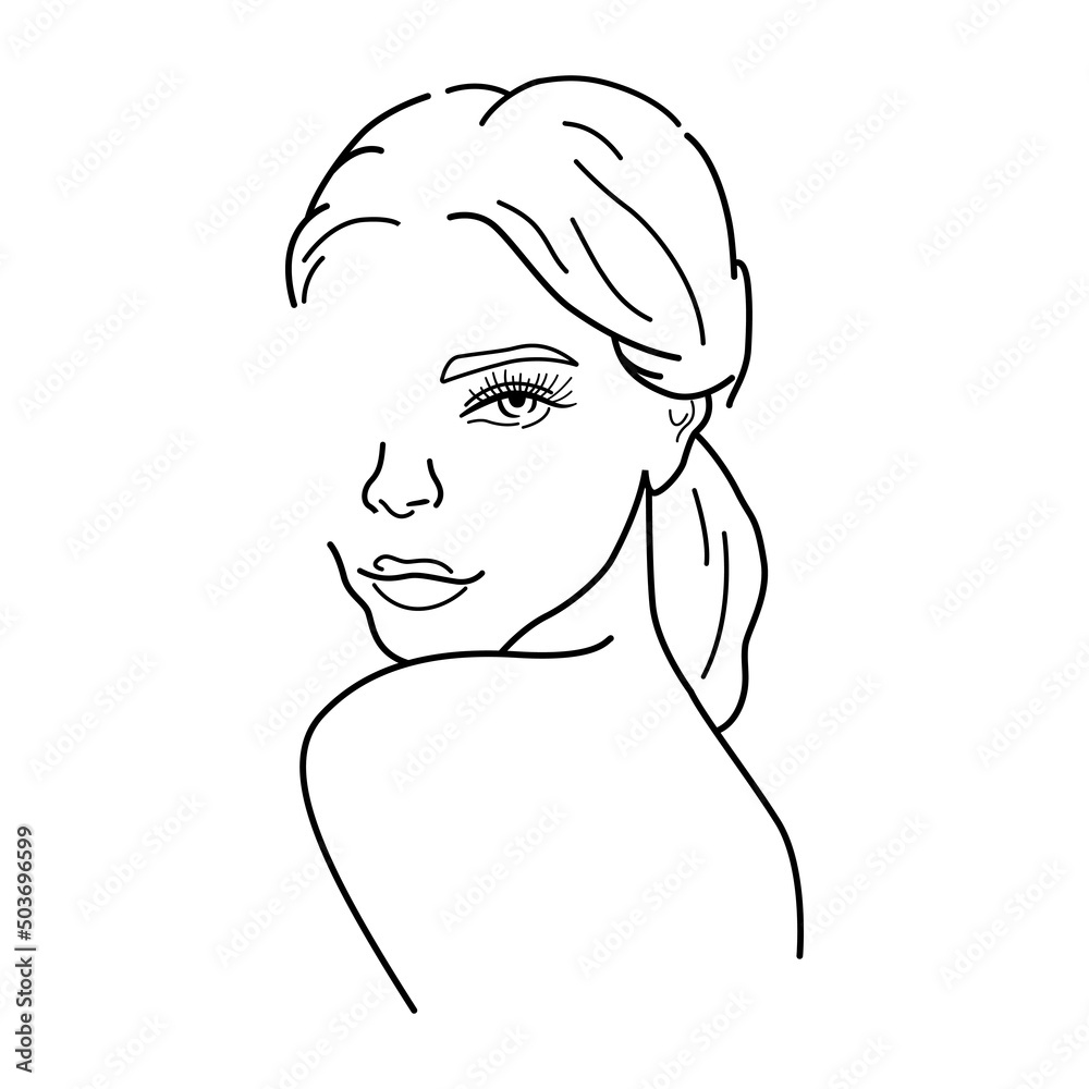 Outline young girl body isolated on white background. Line sketch vector illustration. Outline young girl body isolated on white background. Line sketch vector illustration.