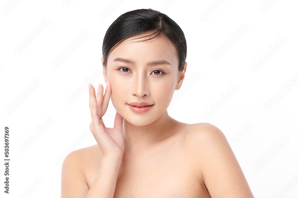 Beautiful young asian woman with clean fresh skin on white background, Face care, Facial treatment, Cosmetology, beauty and spa, Asian women portrait. Beautiful young asian woman with clean fresh skin on white background, Face care, Facial treatment, Cosmetology, beauty and spa, Asian women portrait.
