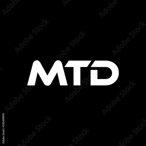 MTD letter logo design with black background in illustrator, vector logo modern alphabet font overlap style. calligraphy designs for logo, Poster, Invitation, etc. photo