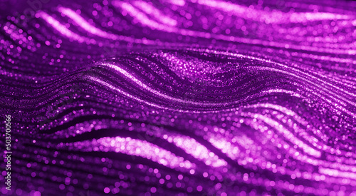 Luxury futuristic glittering blurred violet wave ripples. Satin art shiny Christmas abstract design presentation 3D background decoration template.
