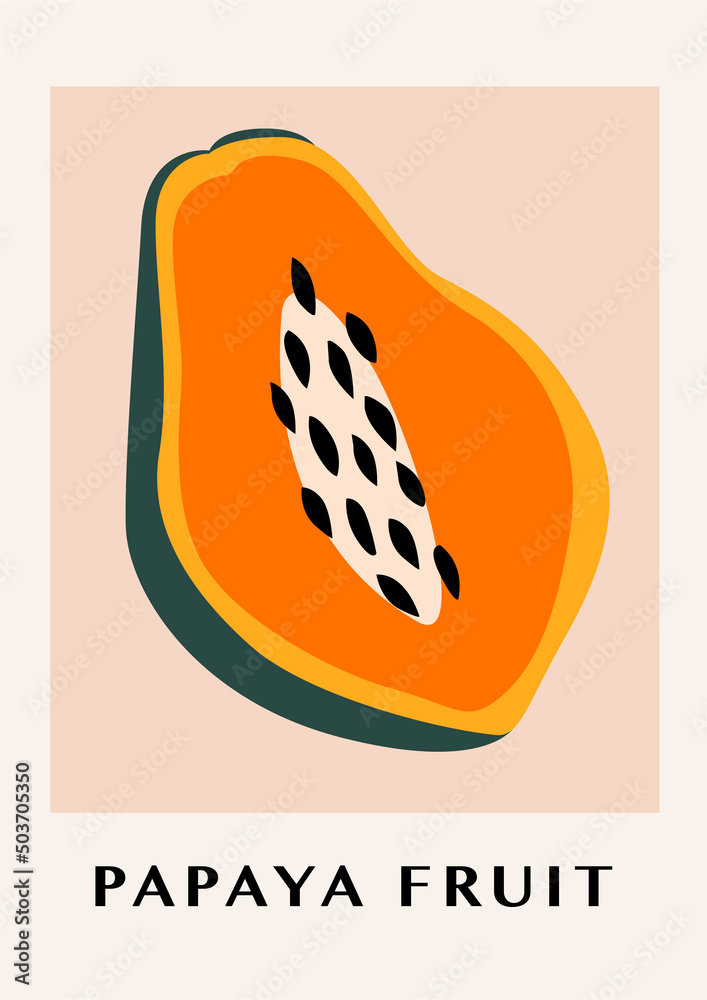 Papaya fruit abstract illustration poster. Papaya fruit abstract illustration poster.
