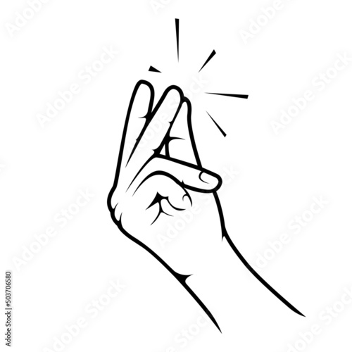 Snap of fingers, easy hand gesture, piece of cake sign, easily fingers click, elementary way done icon, vector
