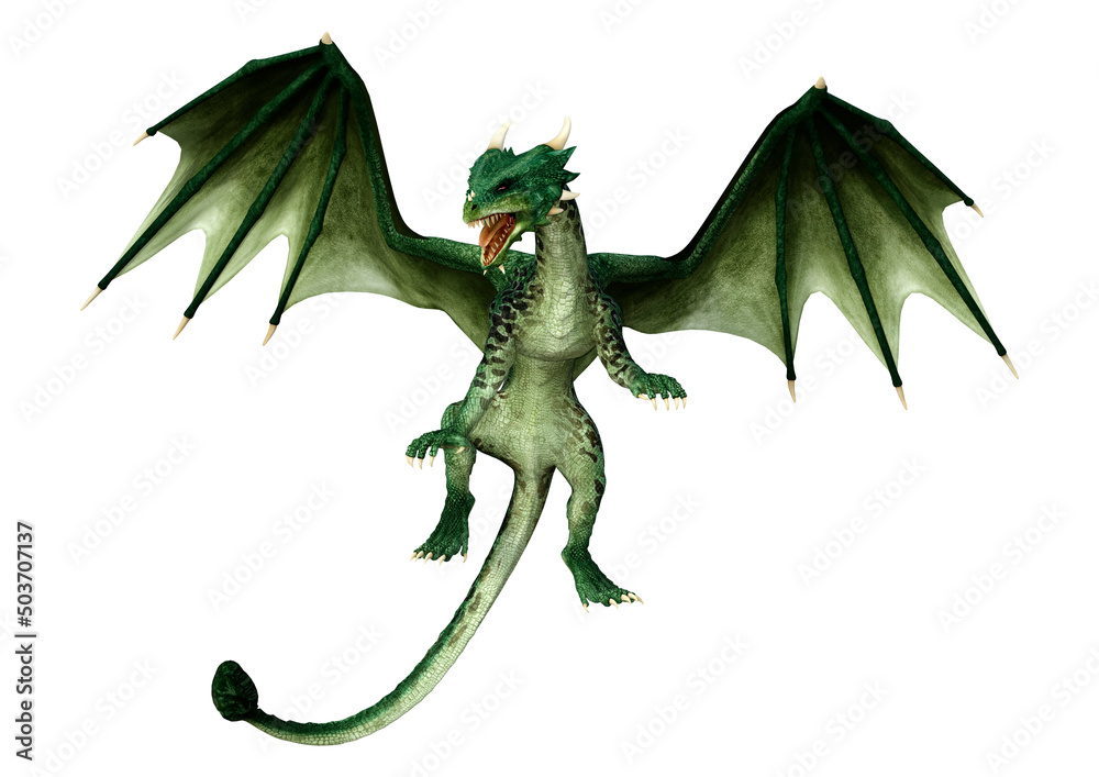 Fototapeta premium 3D Rendering Fairy Tale Dragon on White