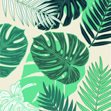 Monstera leaf pattern background vector