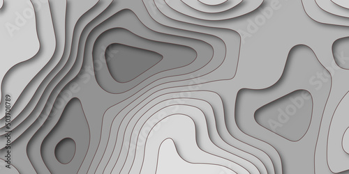 White abstract background in 3d paper style. Multi layered paper art waves background. Metal plates concept. 3D origami style design.