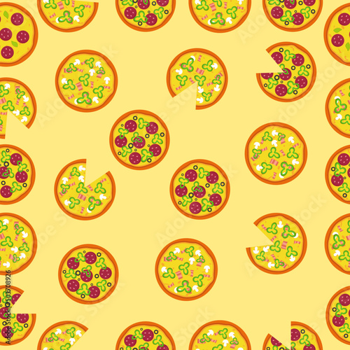 Seamless pattern pizza fast food