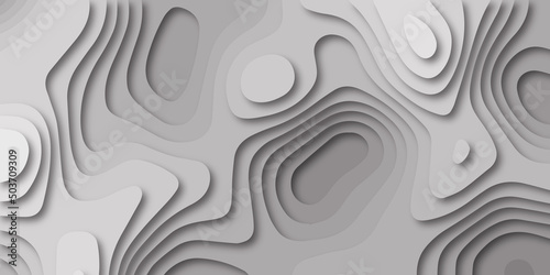 White abstract background in 3d paper style. Multi layered paper art waves background. Metal plates concept. 3D origami style design.