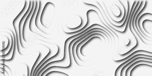 White abstract background in 3d paper style. Multi layered paper art waves background. Metal plates concept. 3D origami style design.