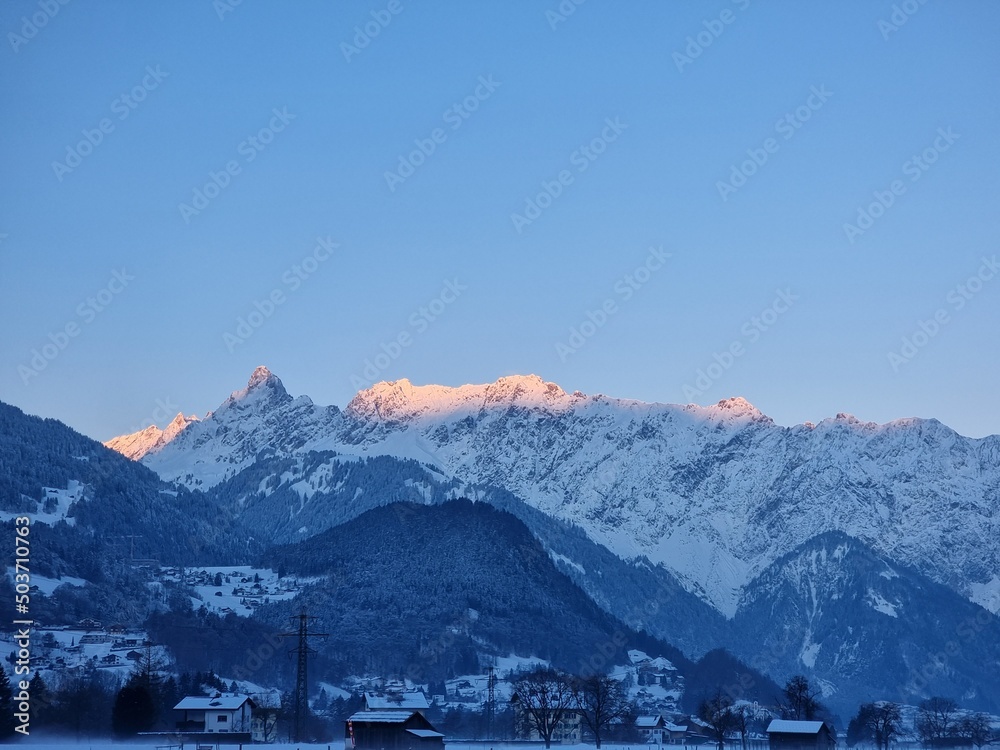 mountains, skiing, sun