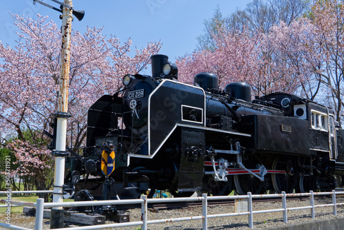 Steam locomotive C11 in Nakashibetsu Maruyama Park, Hokkaido photo