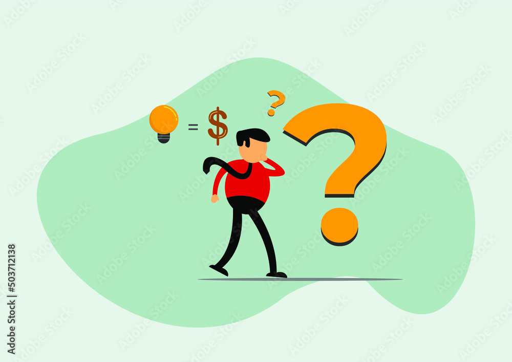 Vector illustration of a businessman cartoon character thinking of a crazy idea, Commonly used for all content about 