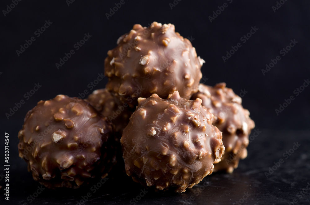 Macro Image of Delicious Chocolate and Nuts Balls Macro Image of Delicious Chocolate and Nuts Balls