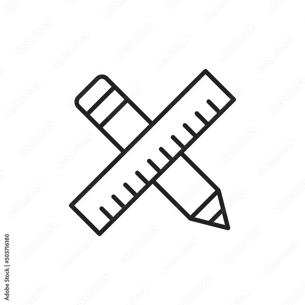Pencil and ruler in graphic design icon. High quality black vector illustration..